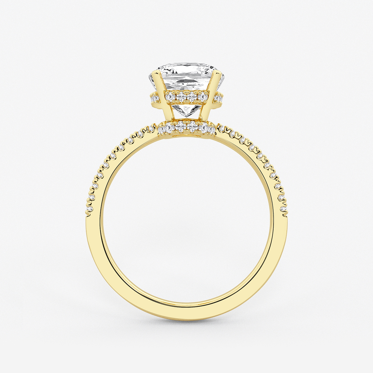 Additional Image 1 for  3 1/5 ctw Elongated Cushion Lab Grown Diamond Hidden Halo Engagement Ring