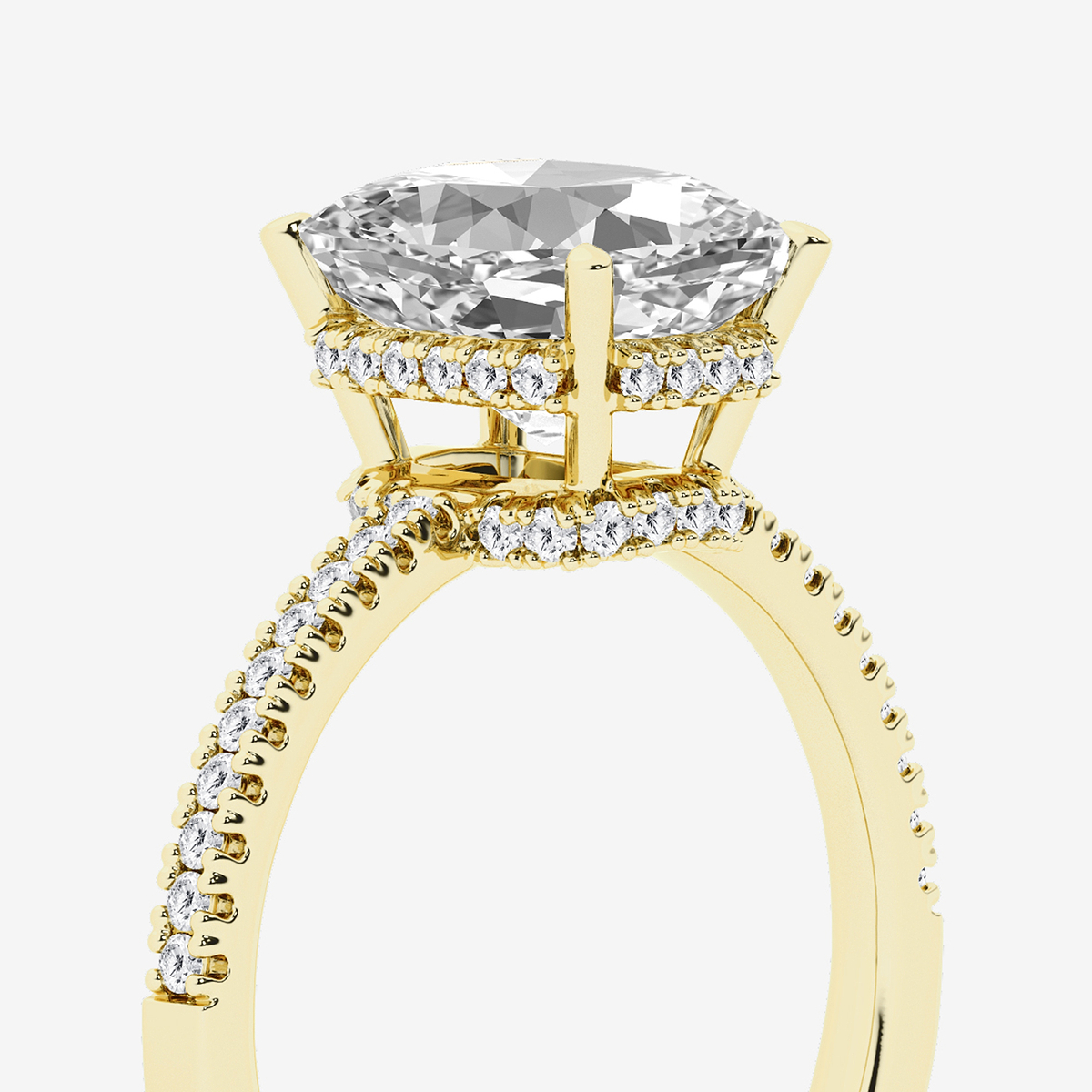 Additional Image 2 for  3 1/5 ctw Elongated Cushion Lab Grown Diamond Hidden Halo Engagement Ring