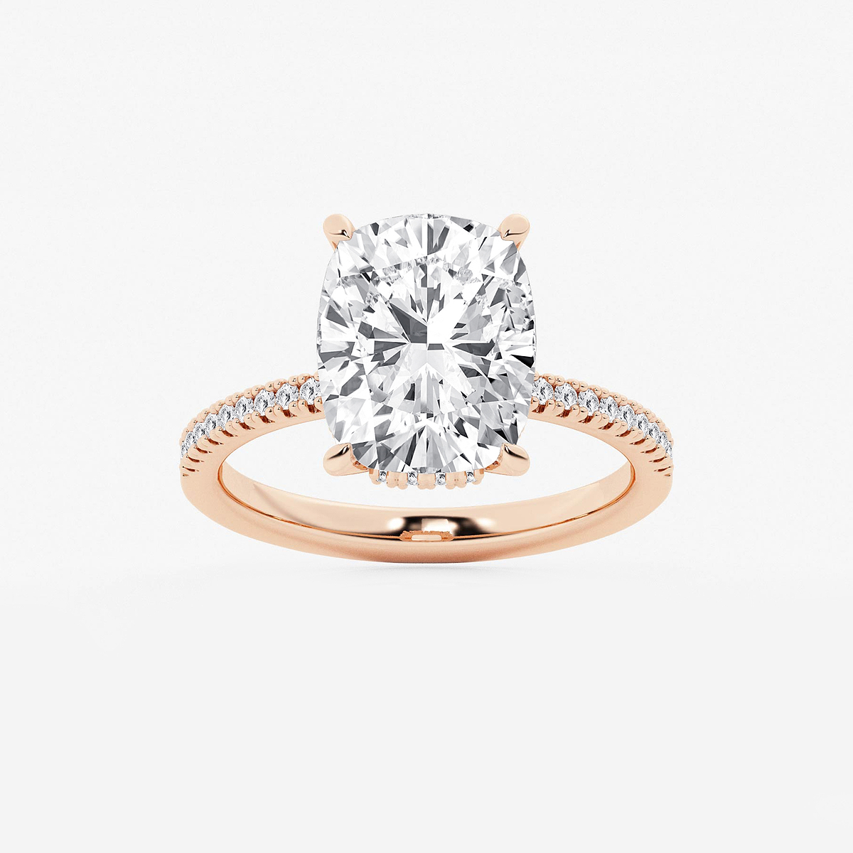 5 1/4 ctw Elongated Cushion Lab Grown Diamond Hidden Halo Engagement Ring