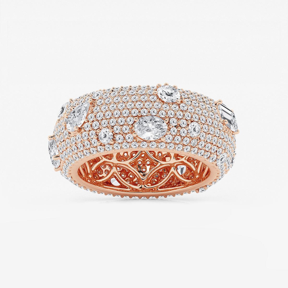 3 3/4 ctw Multi-Shape Lab Grown Diamond Pave Scatter Eternity Band