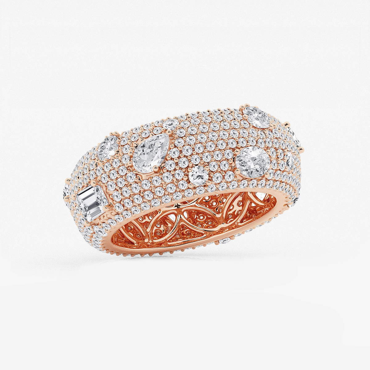 Additional Image 1 for  3 3/4 ctw Multi-Shape Lab Grown Diamond Pave Scatter Eternity Band