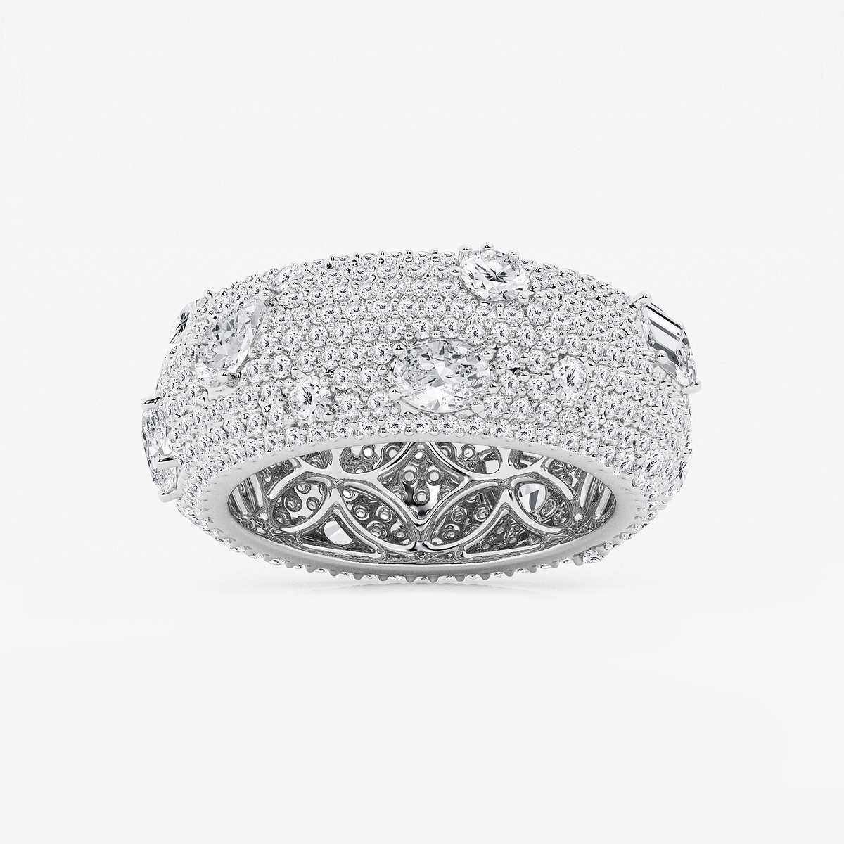 3 3/4 ctw Multi-Shape Lab Grown Diamond Pave Scatter Eternity Band