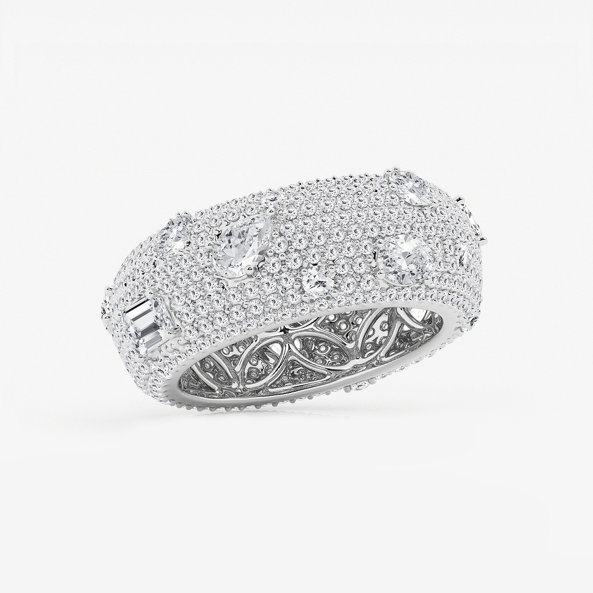 Additional Image 1 for  3 3/4 ctw Multi-Shape Lab Grown Diamond Pave Scatter Eternity Band