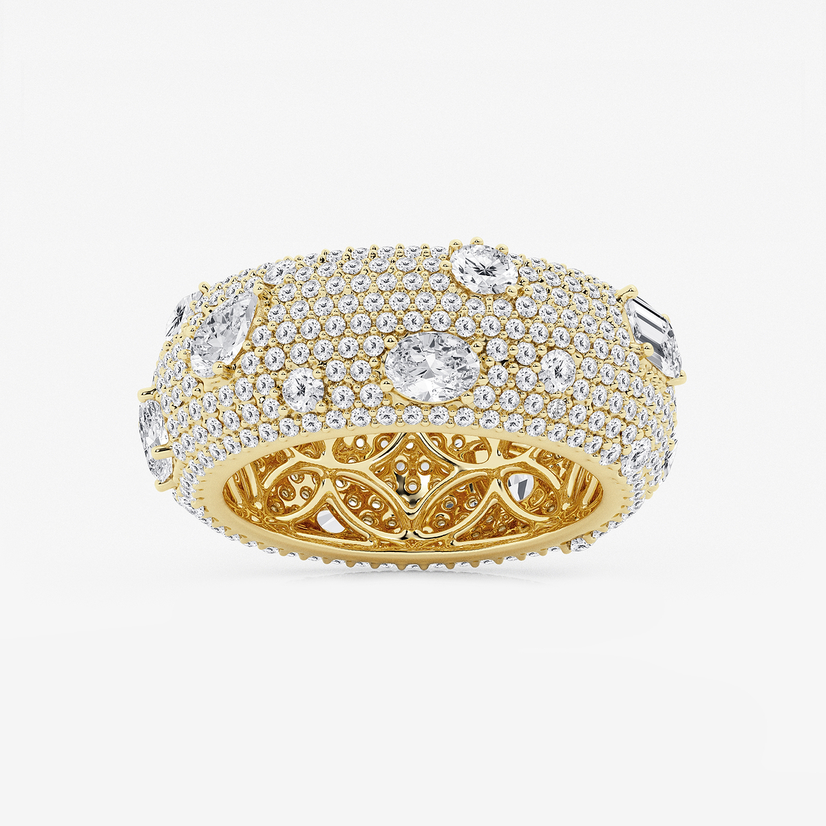 3 3/4 ctw Multi-Shape Lab Grown Diamond Pave Scatter Eternity Band