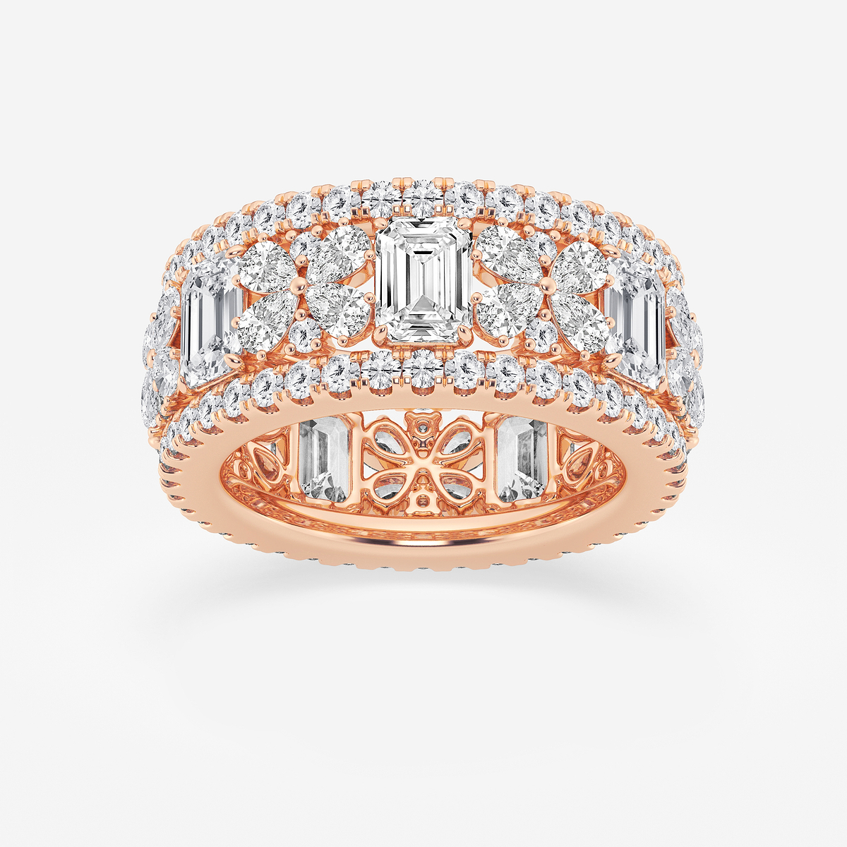 6 ctw Multi-Shape Lab Grown Diamond Butterfly and Emerald Eternity Band