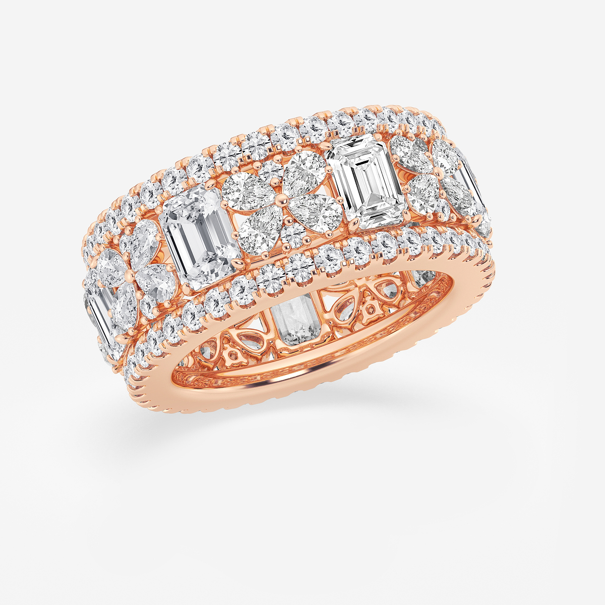 Additional Image 1 for  6 ctw Multi-Shape Lab Grown Diamond Butterfly and Emerald Eternity Band