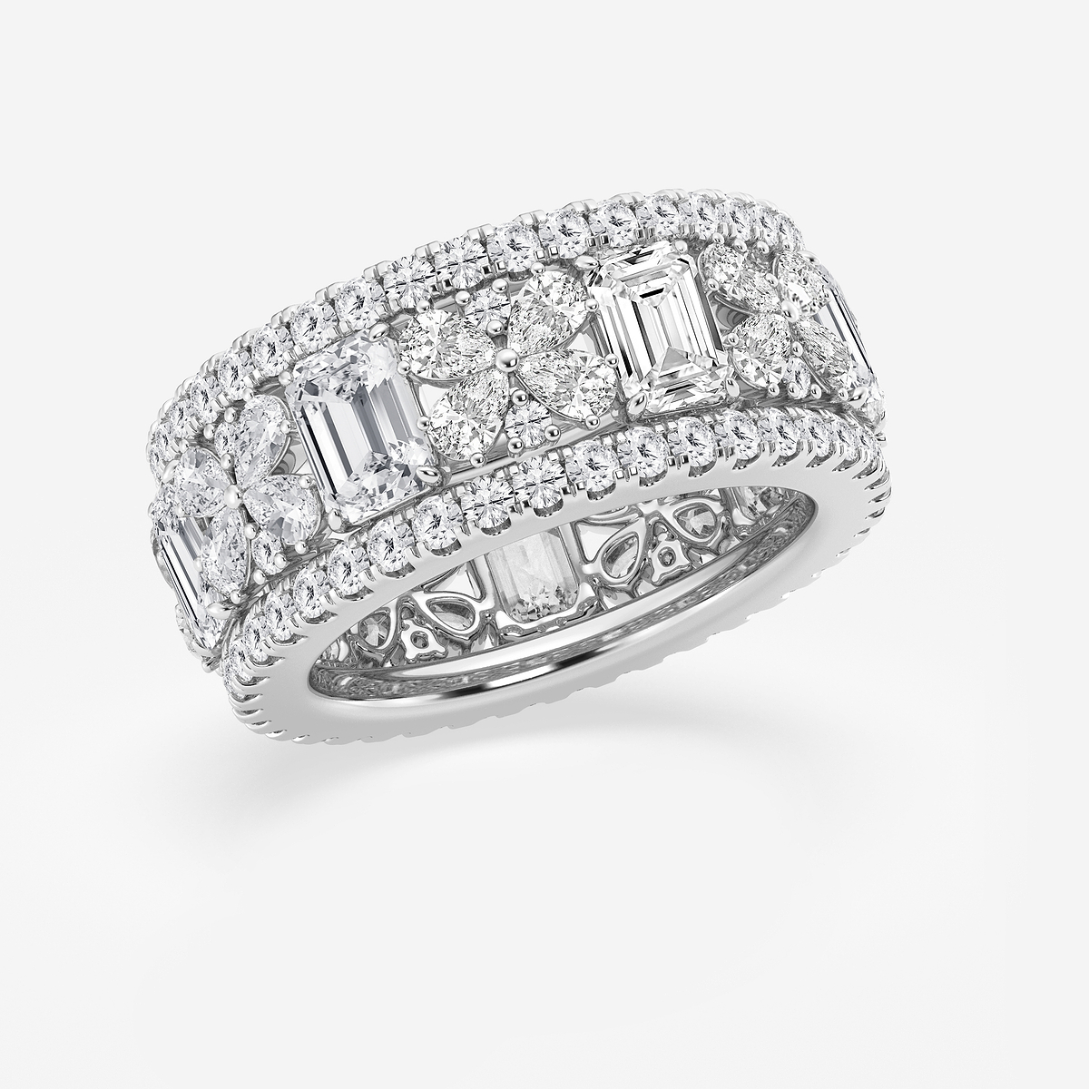 Additional Image 1 for  6 ctw Multi-Shape Lab Grown Diamond Butterfly and Emerald Eternity Band