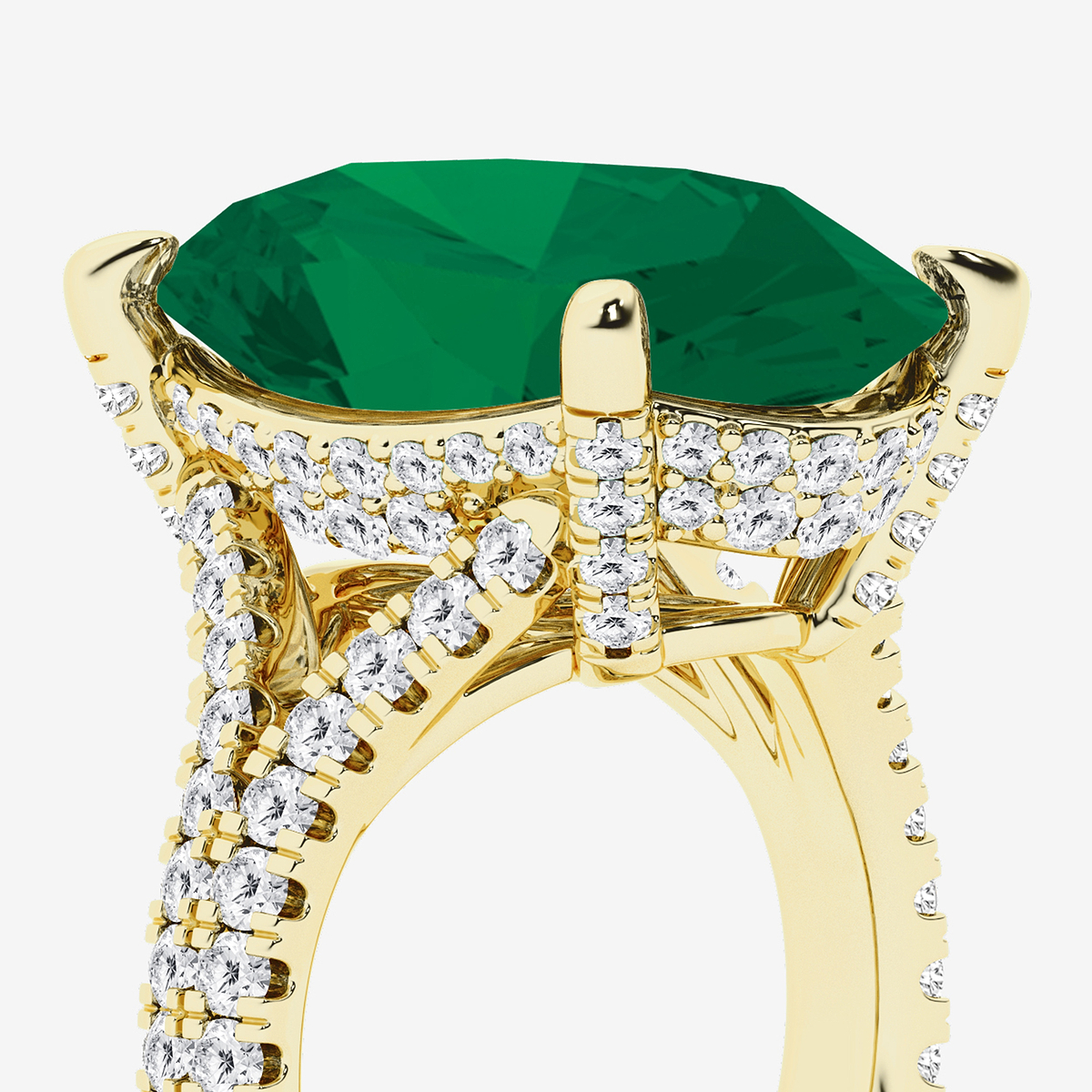 Additional Image 2 for  15 ctw Oval Cut Emerald and Round Lab Grown Diamond Hidden Halo Engagement Ring