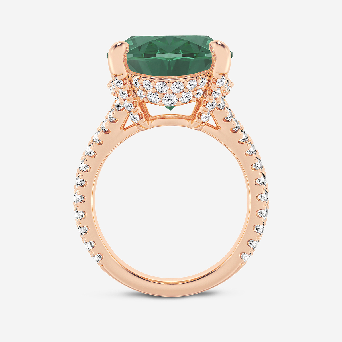 Additional Image 1 for  15 ctw Oval Cut Emerald and Round Lab Grown Diamond Hidden Halo Engagement Ring