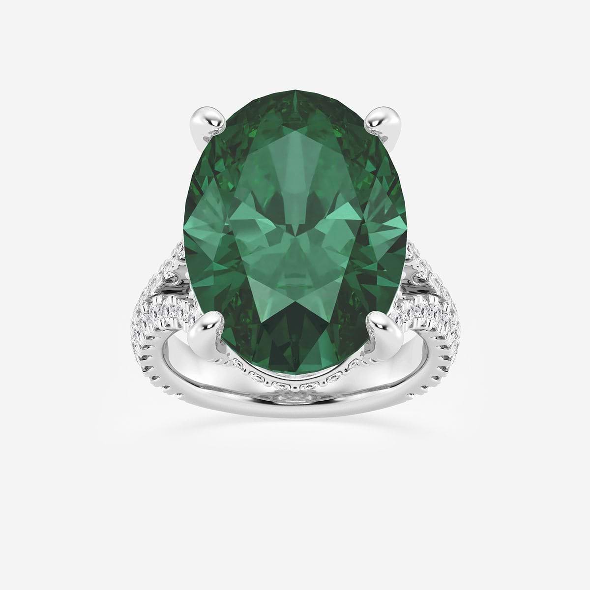 14k White Gold 9mm Cushion Cut Created Emerald & Diamond Halo-Style Ring 14k White Gold 9mm Cushion Cut Created Emerald & Diamond Halo-Style Ring