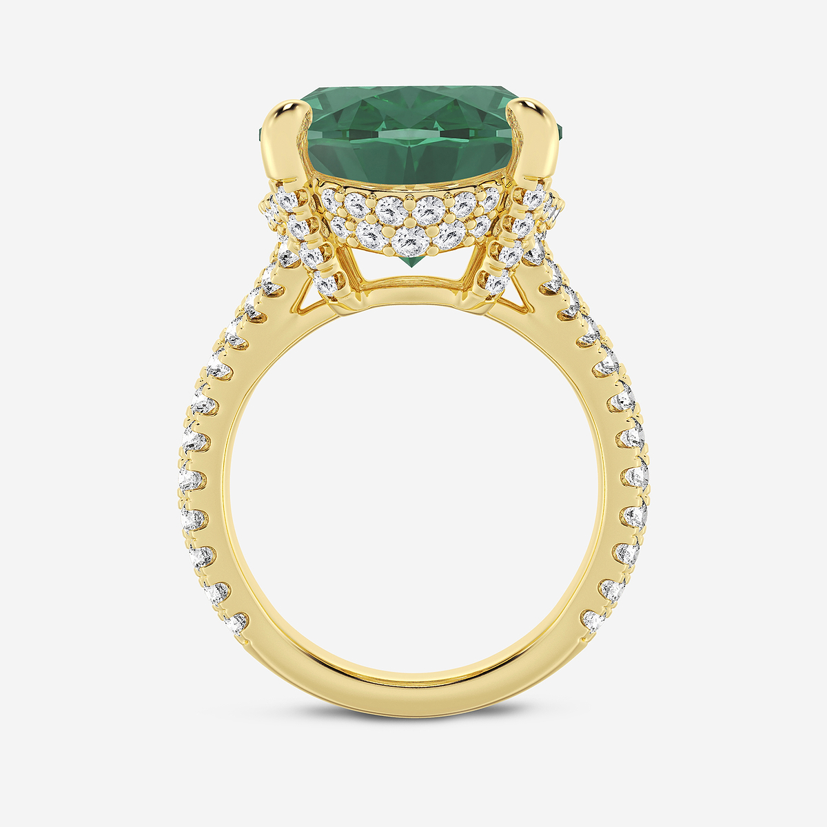 Additional Image 1 for  15 ctw Oval Cut Emerald and Round Lab Grown Diamond Hidden Halo Engagement Ring