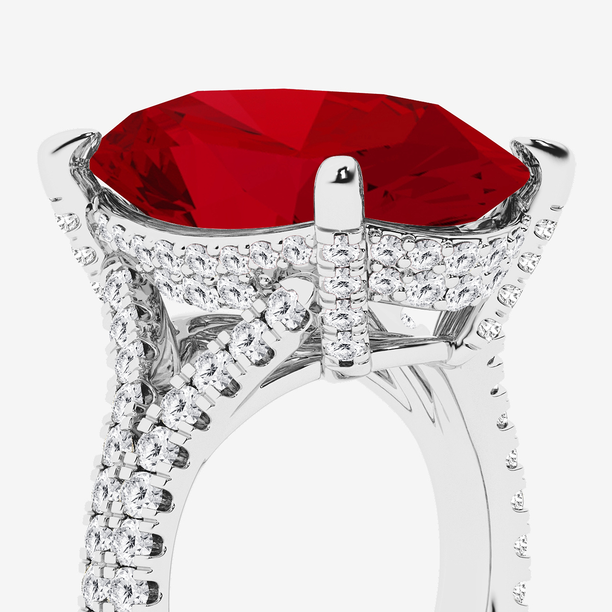 Additional Image 2 for  15 ctw Oval Cut Ruby and Round Lab Grown Diamond Hidden Halo Engagement Ring