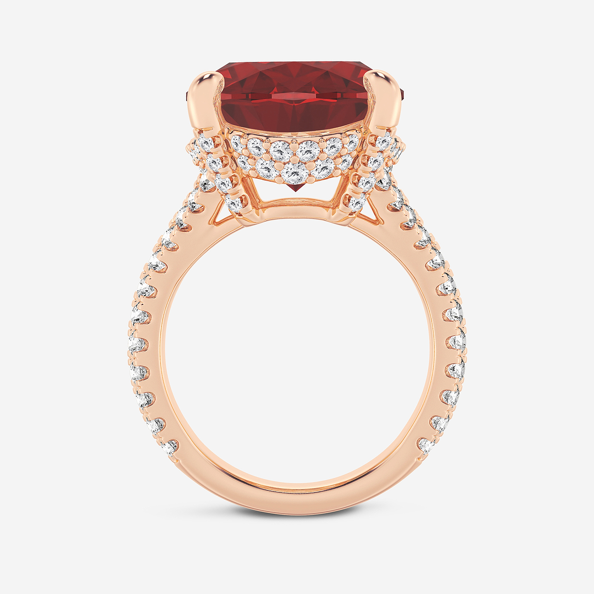 Additional Image 1 for  15 ctw Oval Cut Ruby and Round Lab Grown Diamond Hidden Halo Engagement Ring