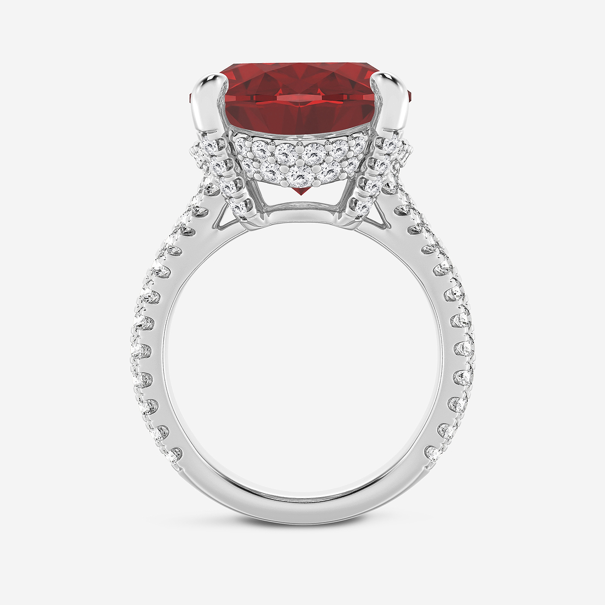Additional Image 1 for  15 ctw Oval Cut Ruby and Round Lab Grown Diamond Hidden Halo Engagement Ring