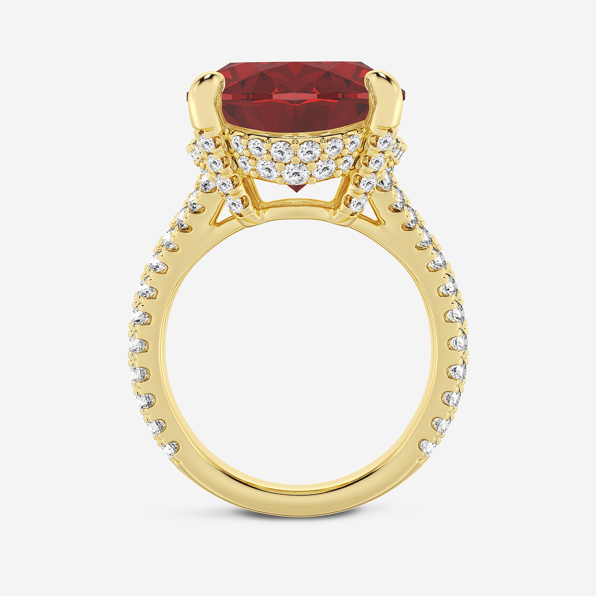Additional Image 1 for  15 ctw Oval Cut Ruby and Round Lab Grown Diamond Hidden Halo Engagement Ring