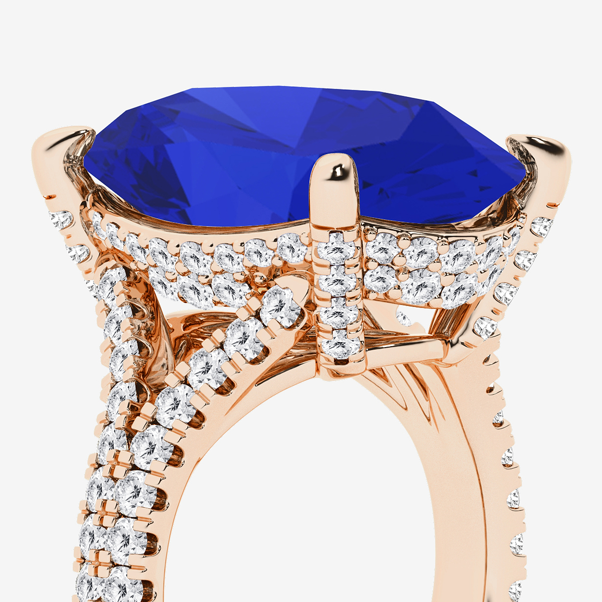 Additional Image 2 for  15 ctw Oval Cut Sapphire and Round Lab Grown Diamond Hidden Halo Engagement Ring