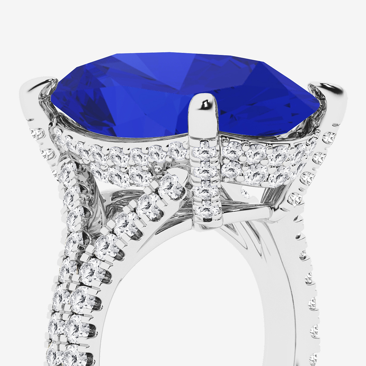 Additional Image 2 for  15 ctw Oval Cut Sapphire and Round Lab Grown Diamond Hidden Halo Engagement Ring