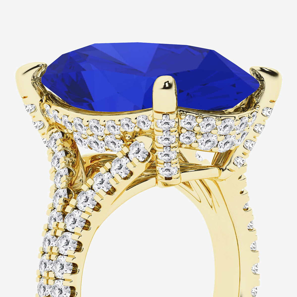 Additional Image 2 for  15 ctw Oval Cut Sapphire and Round Lab Grown Diamond Hidden Halo Engagement Ring