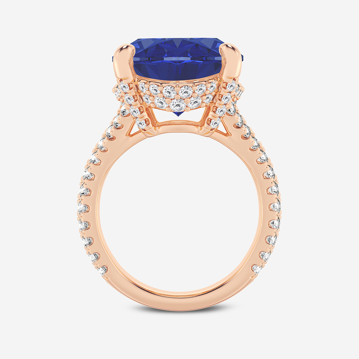 Additional Image 1 for  15 ctw Oval Cut Sapphire and Round Lab Grown Diamond Hidden Halo Engagement Ring