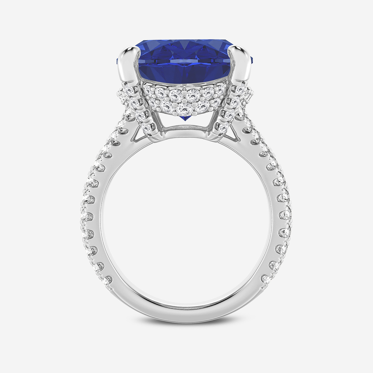 Additional Image 1 for  15 ctw Oval Cut Sapphire and Round Lab Grown Diamond Hidden Halo Engagement Ring