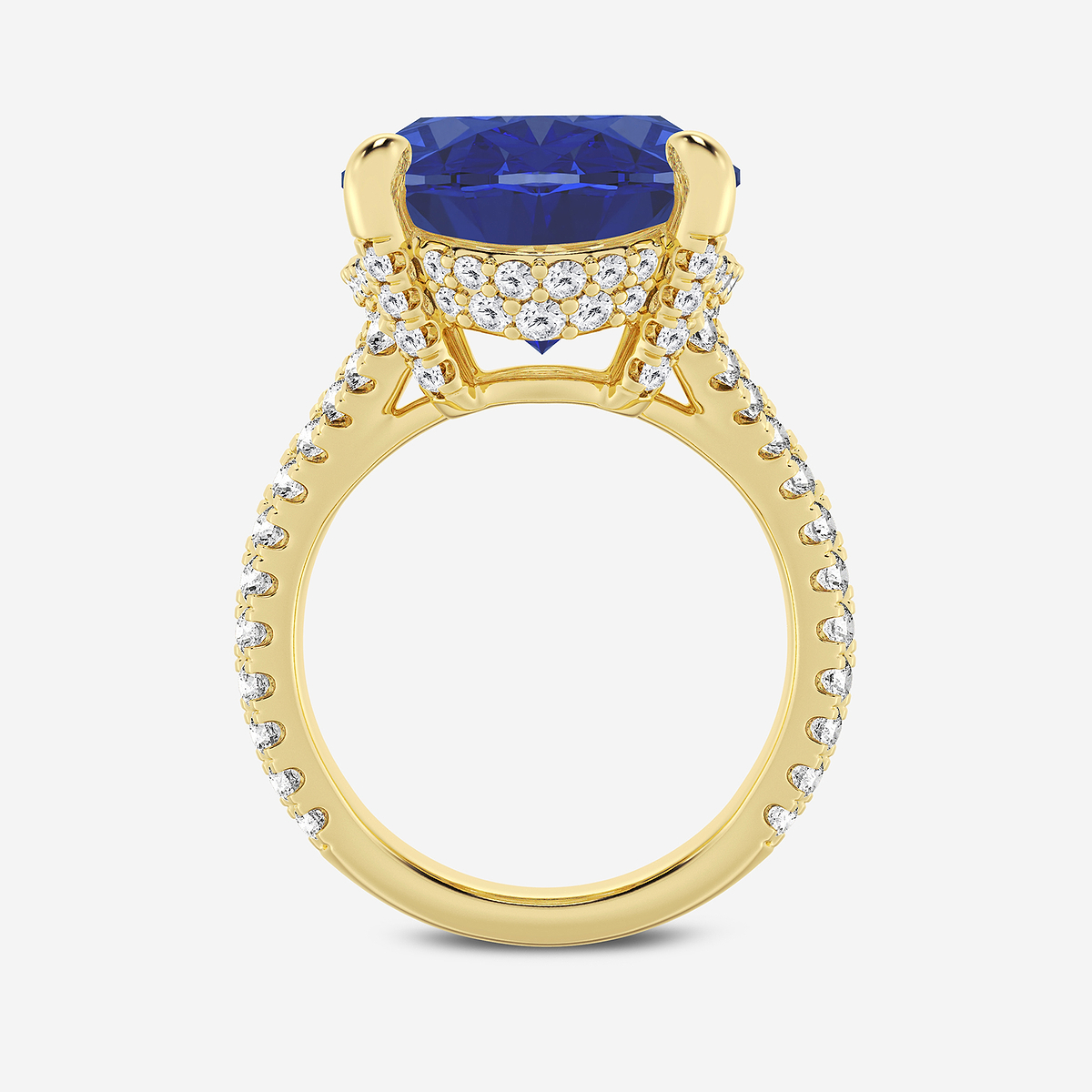 Additional Image 1 for  15 ctw Oval Cut Sapphire and Round Lab Grown Diamond Hidden Halo Engagement Ring