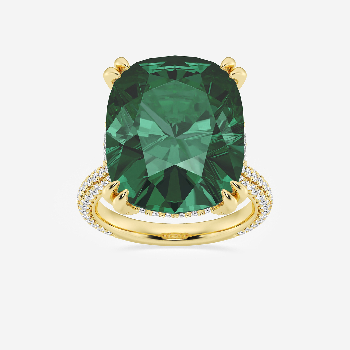 Hydrangea 16 1/2 ctw Elongated Cushion Cut Emerald and Round Lab