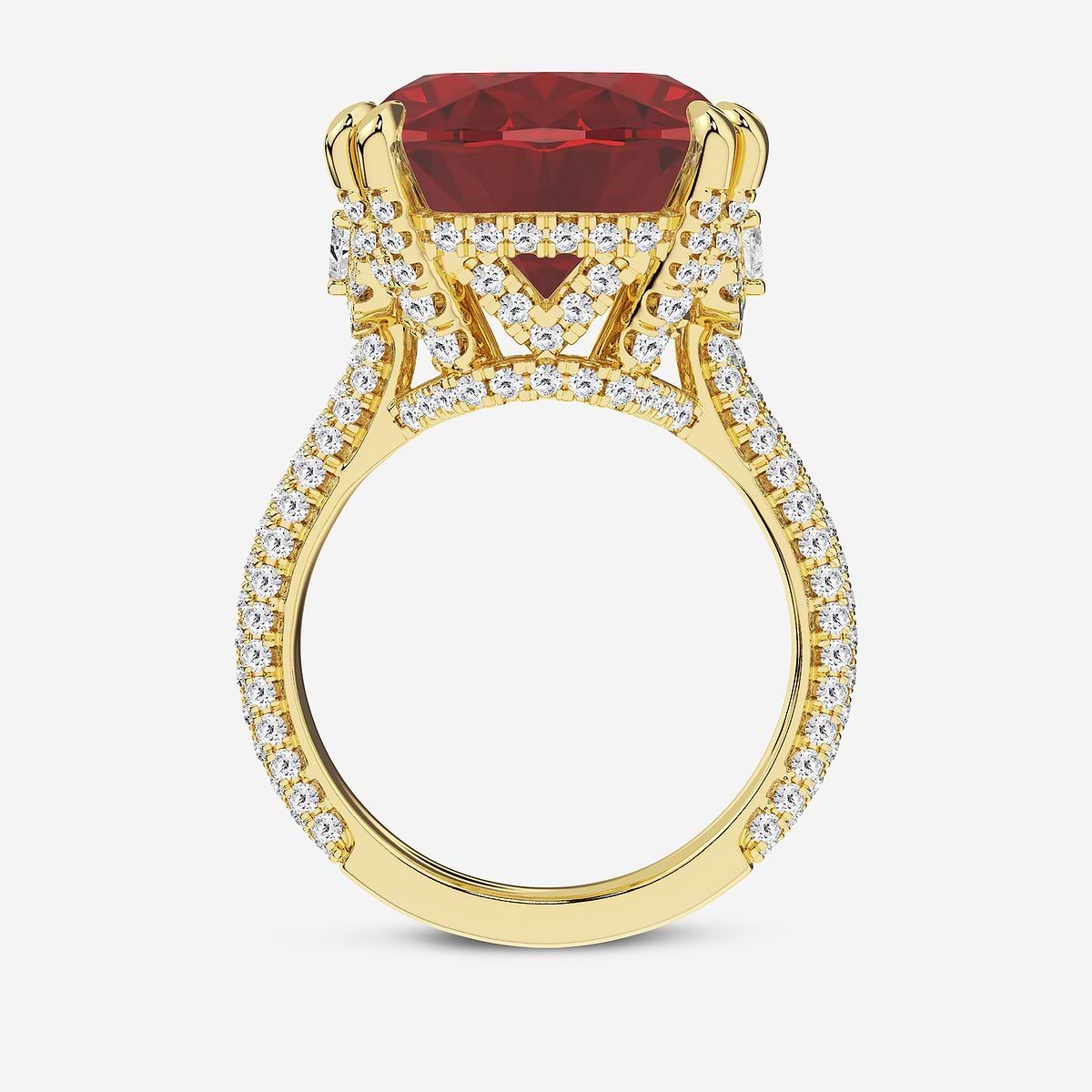 18.0x14.5mm Elongated Cushion Cut Created Ruby and 1 1/2 ctw