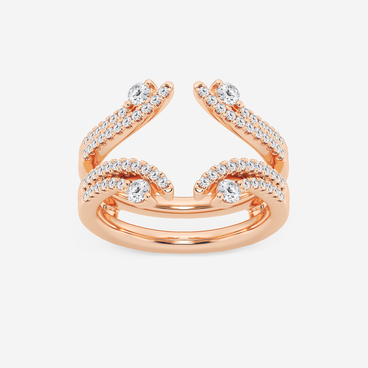 1/2 ctw Round Lab Grown Diamond Two Row Ring Enhancer