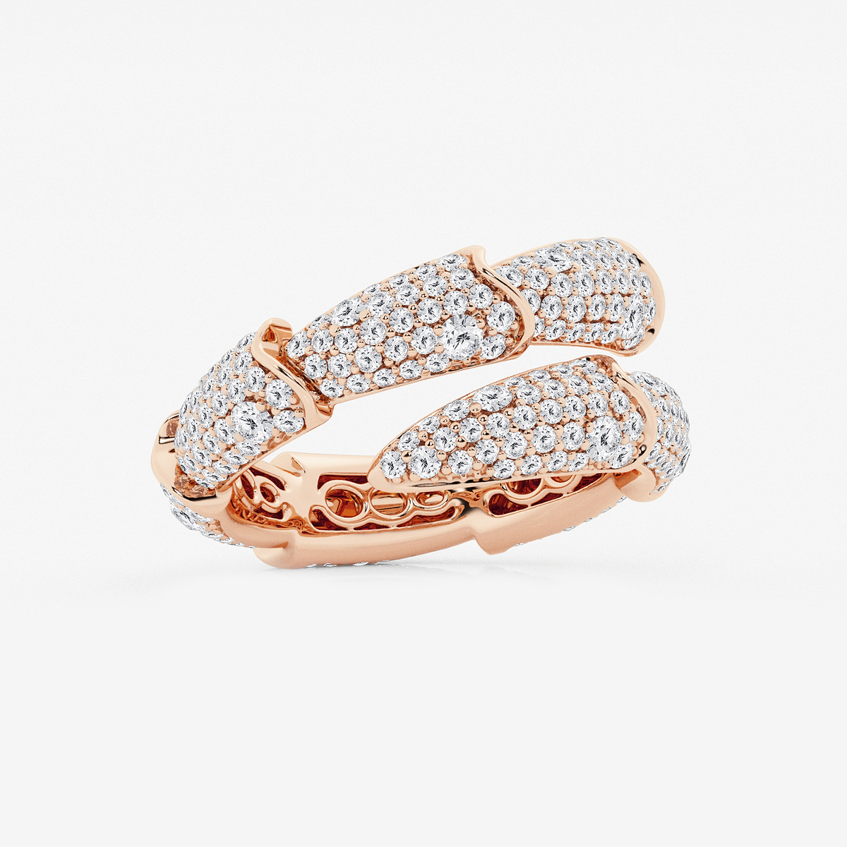 Additional Image 1 for  1 1/2 ctw Round Lab Grown Diamond Pave Stacked Bypass Ring
