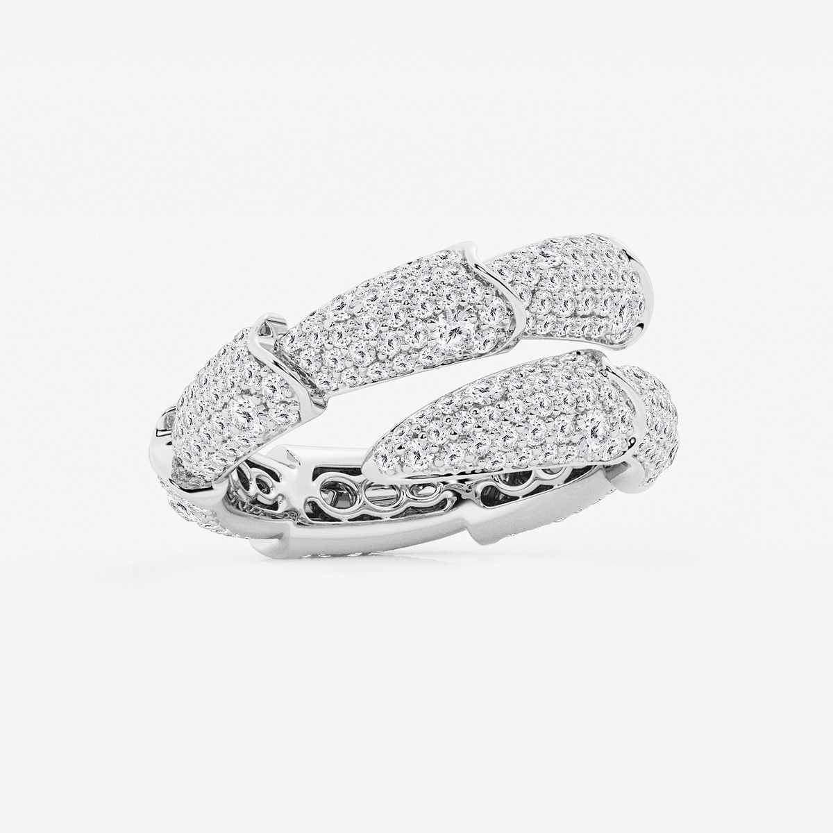 Additional Image 1 for  1 1/2 ctw Round Lab Grown Diamond Pave Stacked Bypass Ring