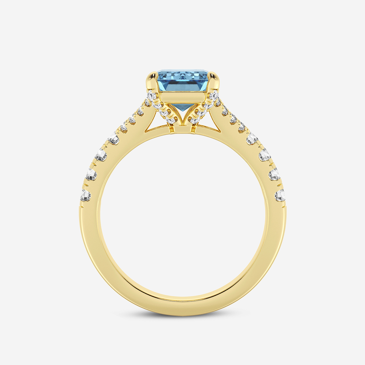 Additional Image 1 for  3 1/2 ctw Fancy Blue Round Lab Grown Diamond Split Shank Side Stone Engagement Ring