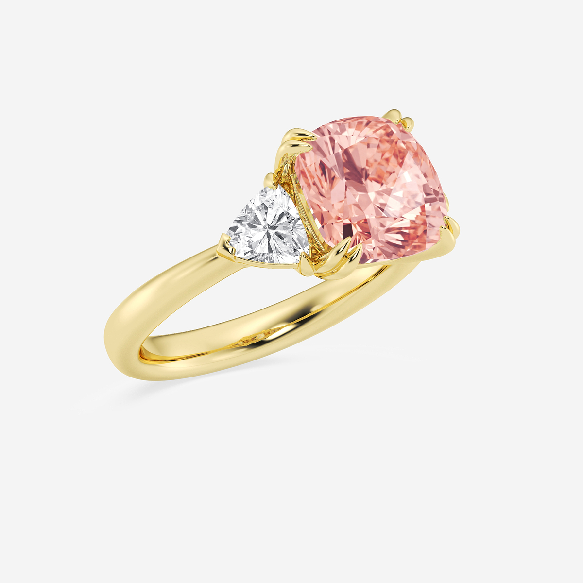Additional Image 1 for  3 3/4 ctw Fancy Pink Cushion Lab Grown Diamond Three Stone Engagement Ring