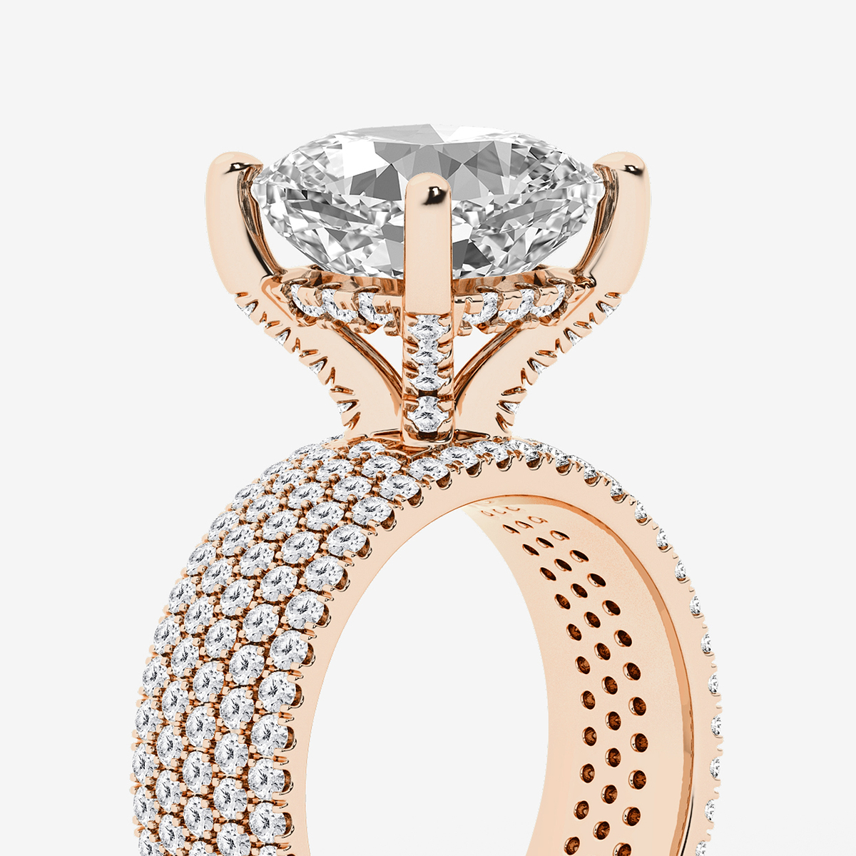 Additional Image 2 for  3 7/8 ctw Cushion Lab Grown Diamond Hidden Halo Engagement Ring