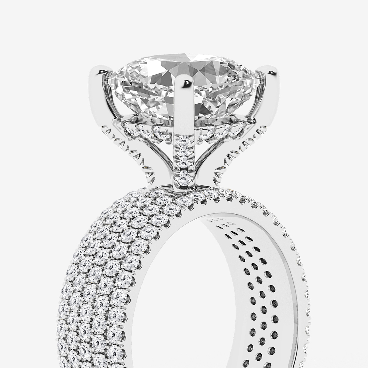 Additional Image 2 for  3 7/8 ctw Cushion Lab Grown Diamond Hidden Halo Engagement Ring