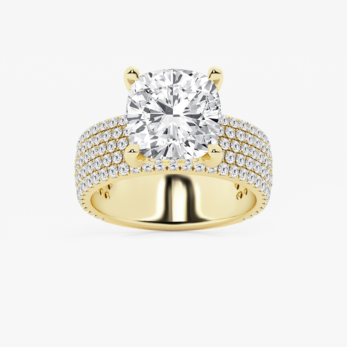 3 7/8 ctw Cushion Lab Grown Diamond Hidden Halo Engagement Ring