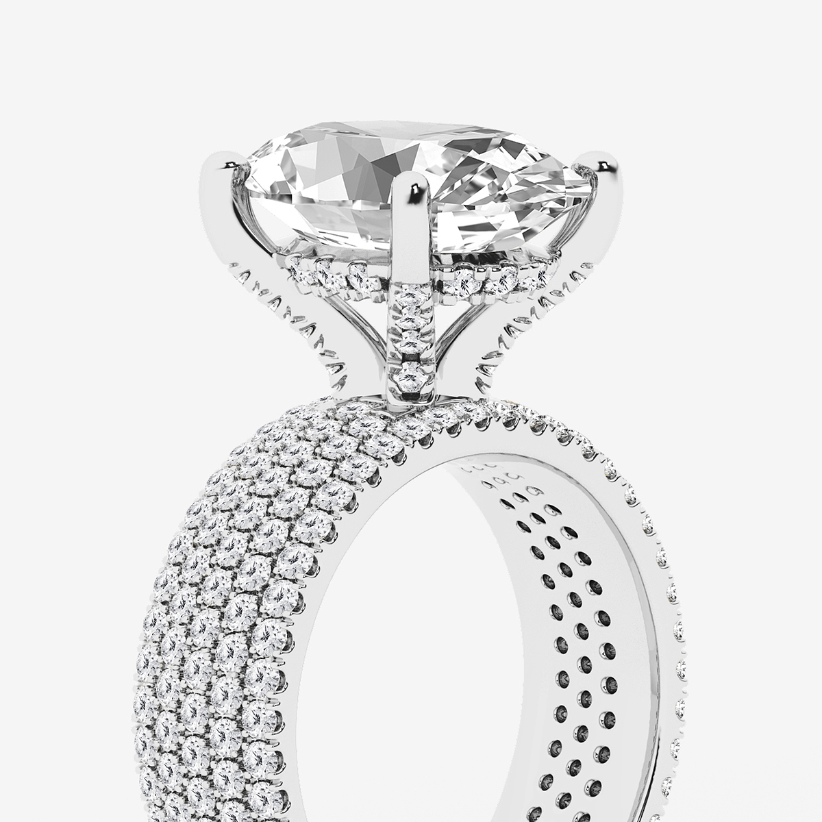 Additional Image 2 for  3 7/8 ctw Oval Lab Grown Diamond Hidden Halo Engagement Ring
