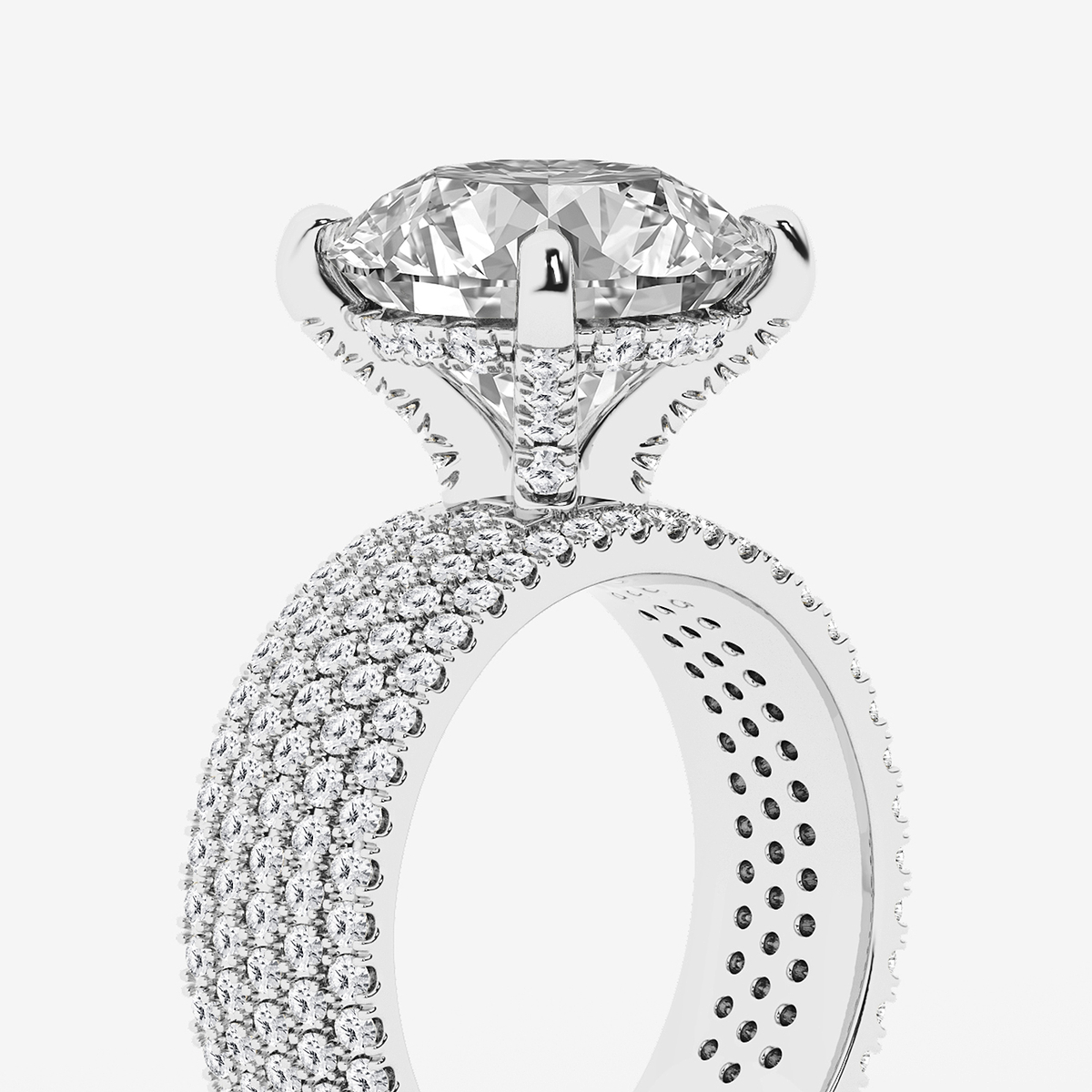 Additional Image 2 for  3 7/8 ctw Round Lab Grown Diamond Hidden Halo Engagement Ring
