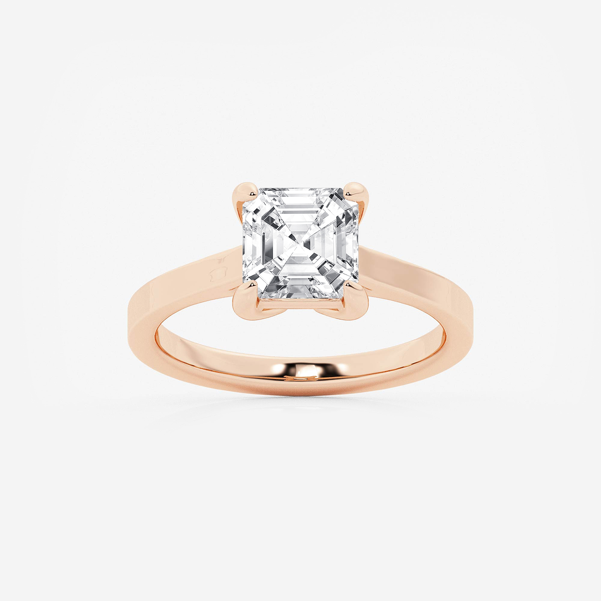 2 ctw Asscher Lab Grown Diamond Solitaire Engagement Ring