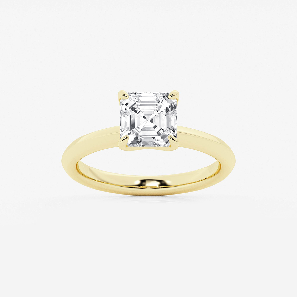 2 ctw Asscher Lab Grown Diamond Knife Edge Solitaire Engagement Ring