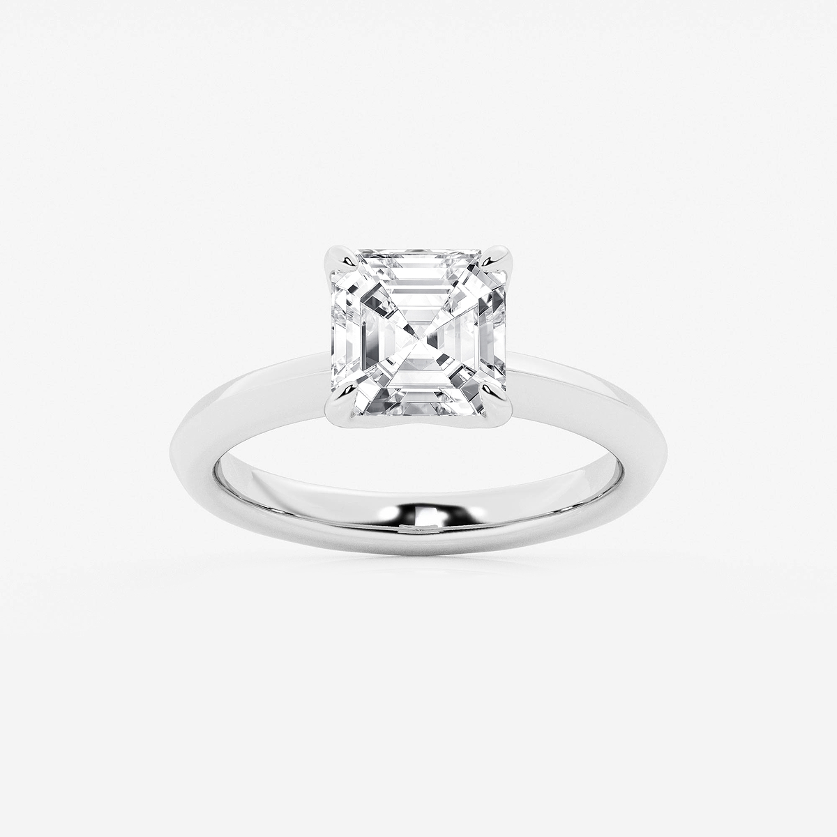 2 1/2 ctw Asscher Lab Grown Diamond Knife Edge Solitaire Engagement Ring