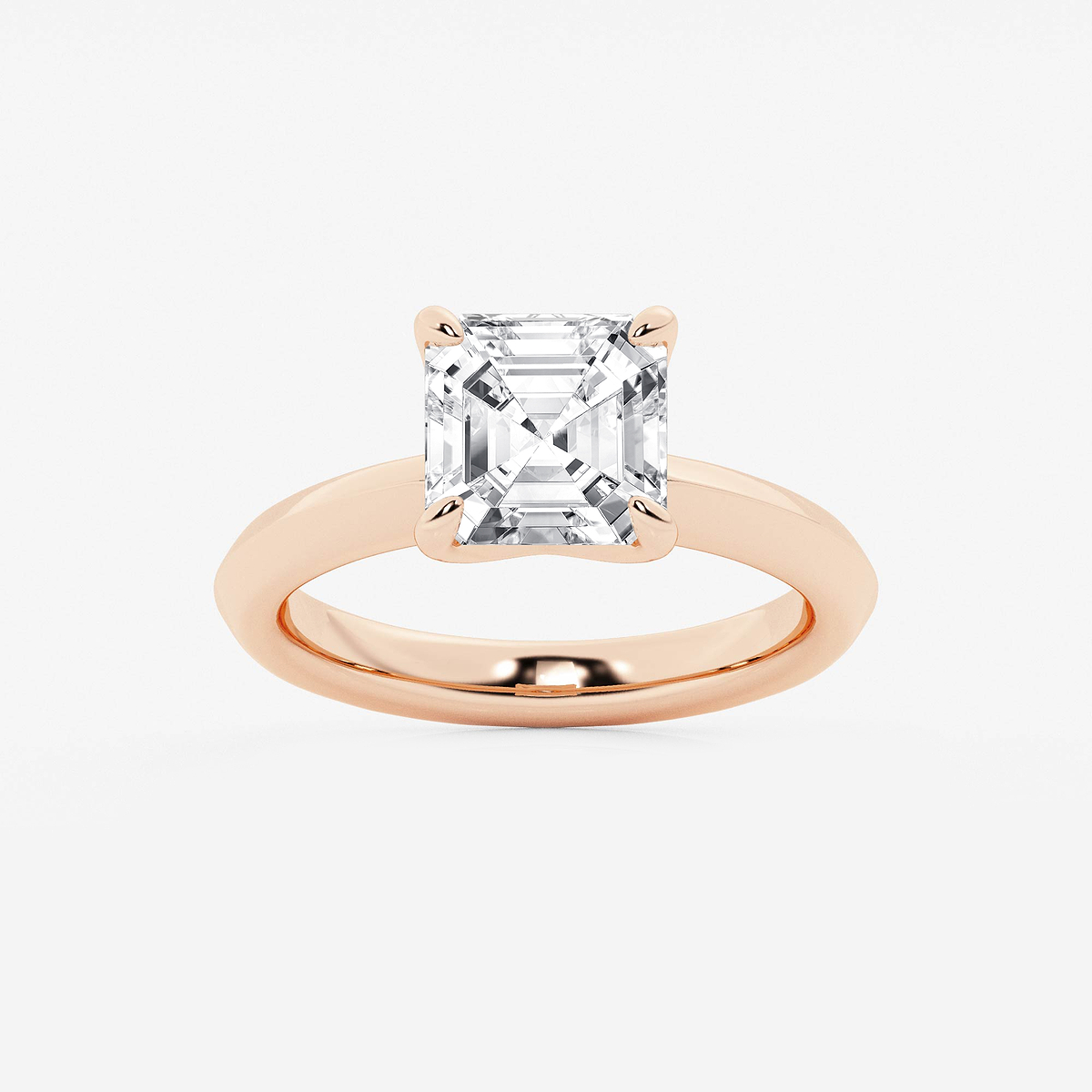 3 ctw Asscher Lab Grown Diamond Knife Edge Solitaire Engagement Ring