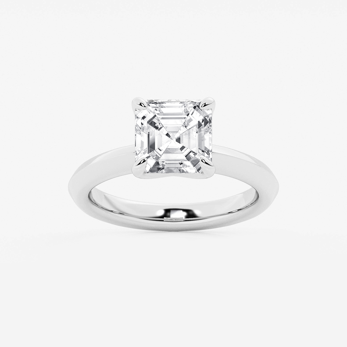 3 ctw Asscher Lab Grown Diamond Knife Edge Solitaire Engagement Ring