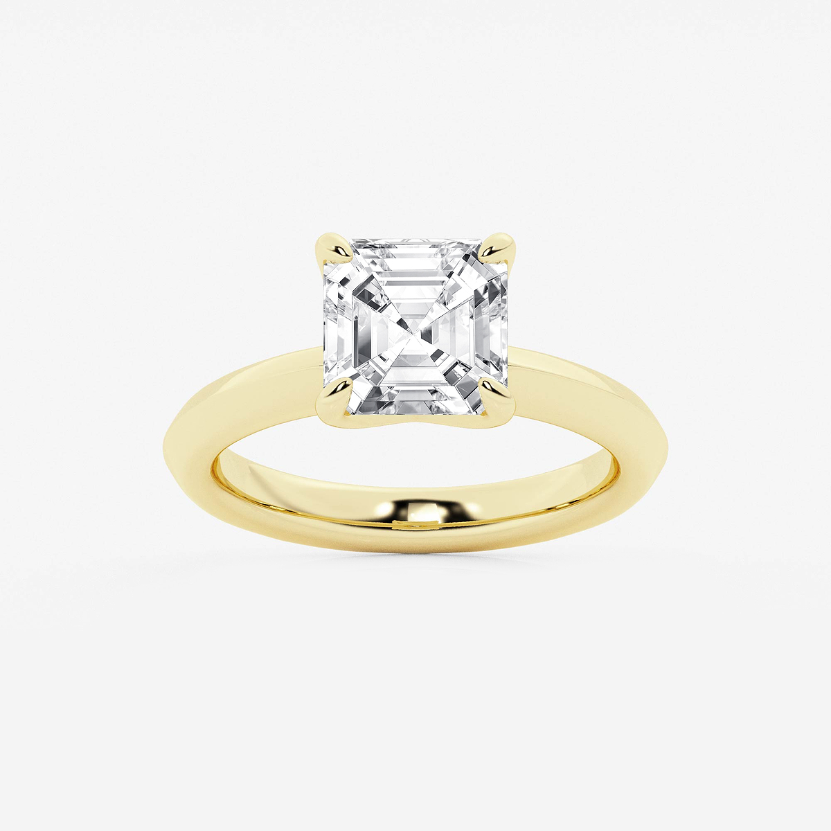 3 ctw Asscher Lab Grown Diamond Knife Edge Solitaire Engagement Ring