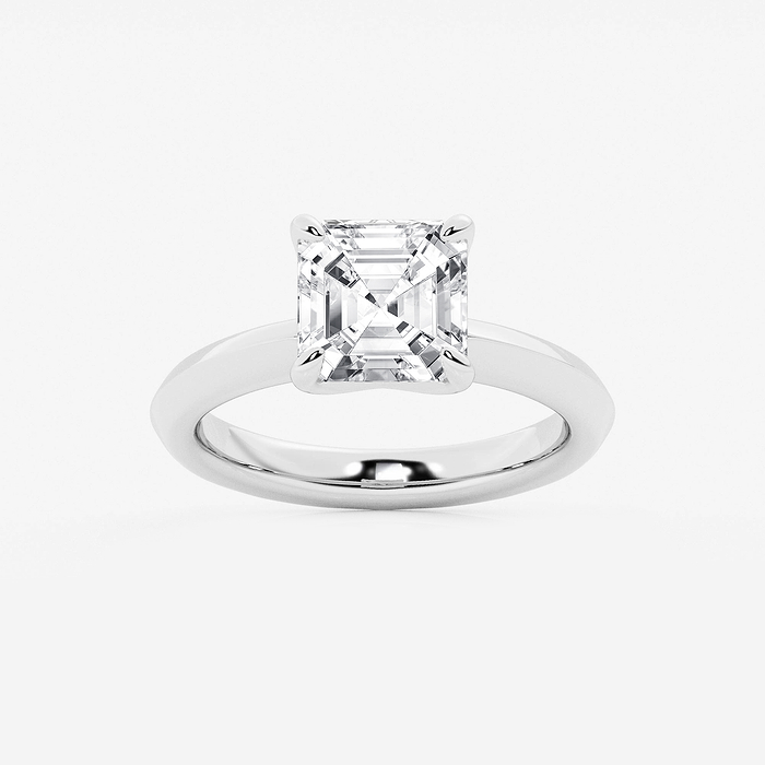 Juno - 3 ctw Asscher Lab Grown Diamond Knife Edge Solitaire Engagement Ring