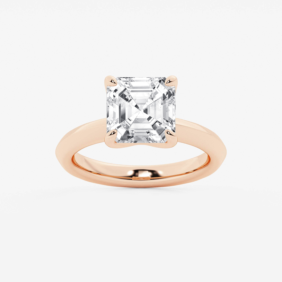 4 ctw Asscher Lab Grown Diamond Knife Edge Solitaire Engagement Ring