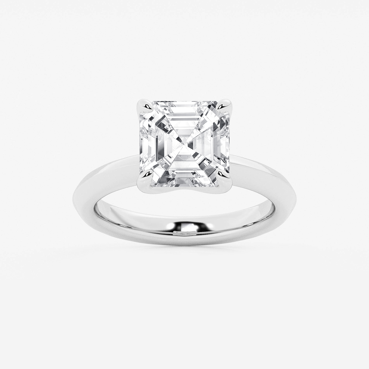 4 ctw Asscher Lab Grown Diamond Knife Edge Solitaire Engagement Ring