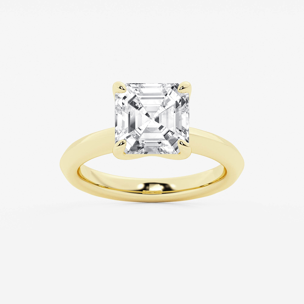 4 ctw Asscher Lab Grown Diamond Knife Edge Solitaire Engagement Ring