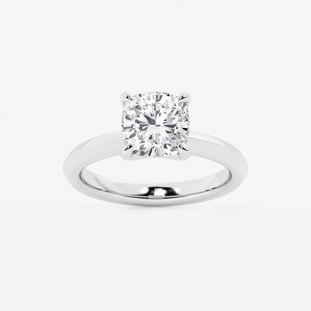 2 1/2 ctw Cushion Lab Grown Diamond Knife Edge Solitaire Engagement Ring