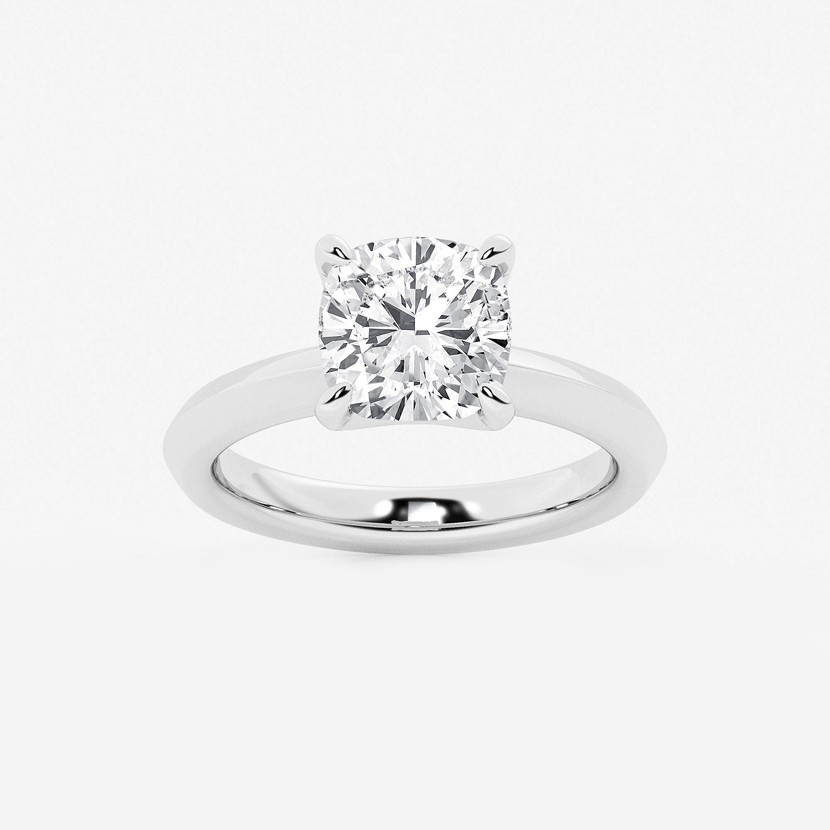 3 ctw Cushion Lab Grown Diamond Knife Edge Solitaire Engagement Ring