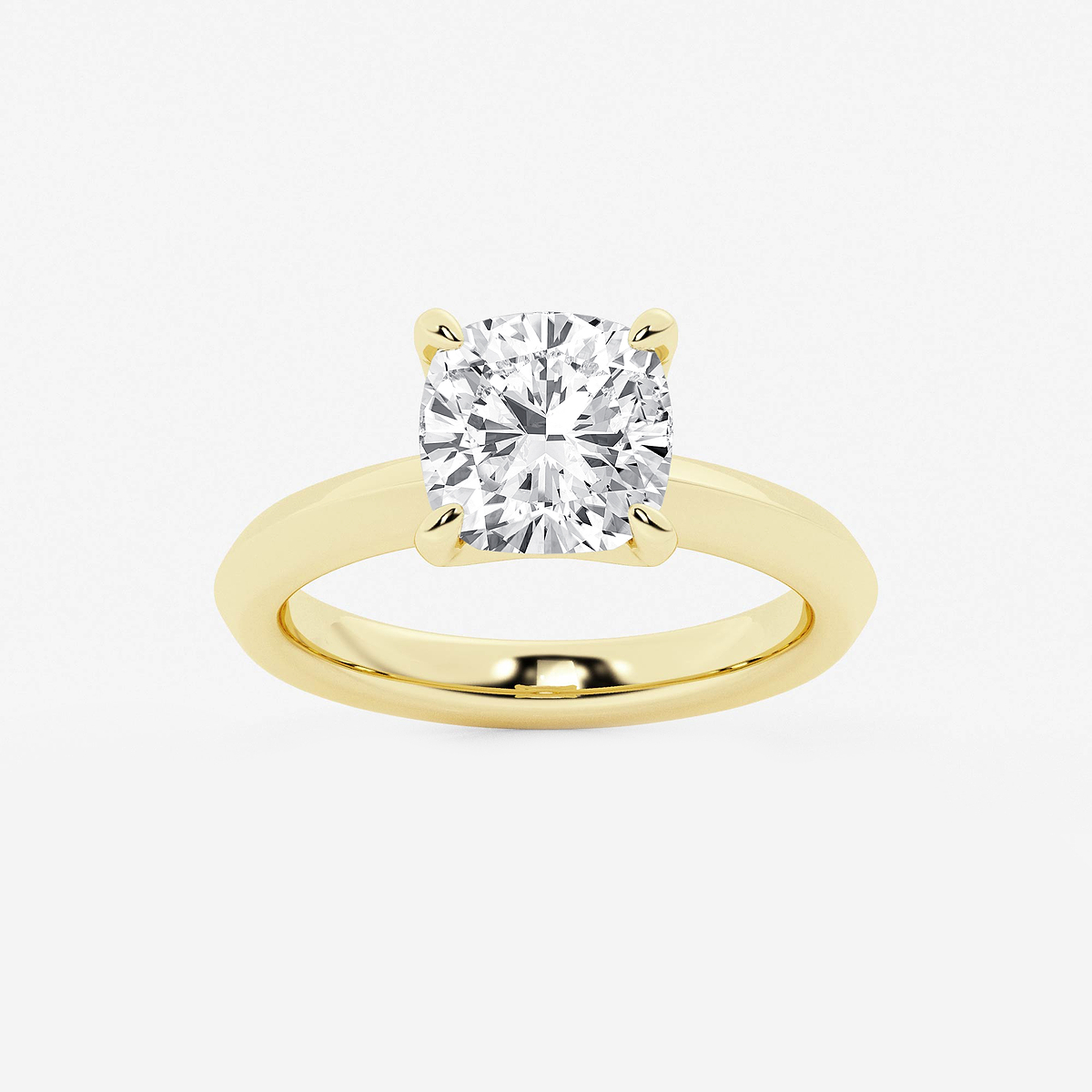 3 ctw Cushion Lab Grown Diamond Knife Edge Solitaire Engagement Ring